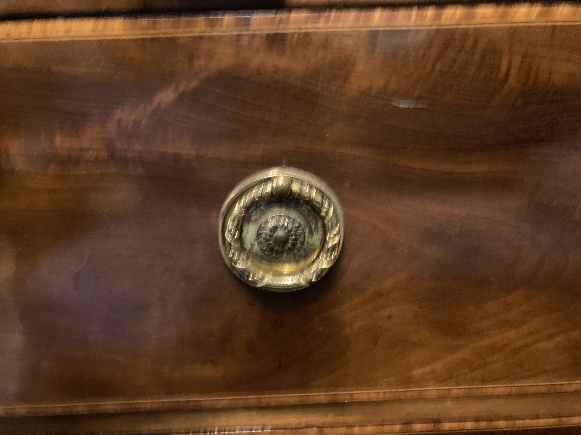 An Edwardian Maples banded mahogany chest, width 107cm, depth 56cm, height 108cm